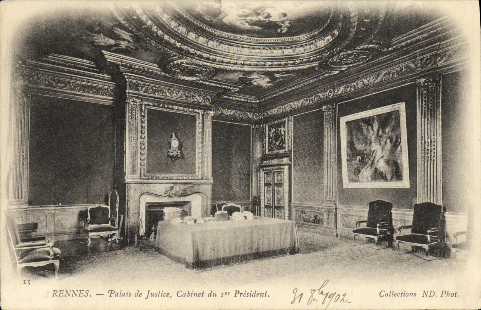 VINTAGE POSTCARD Rennes Law courts Cabinet of the 1st President