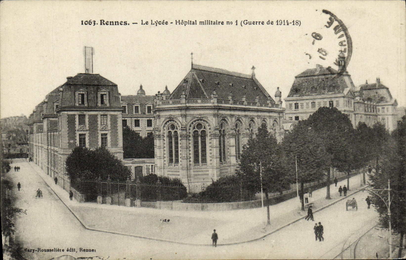 VINTAGE POSTCARD Rennes the College Military hospital number 1 Militaria