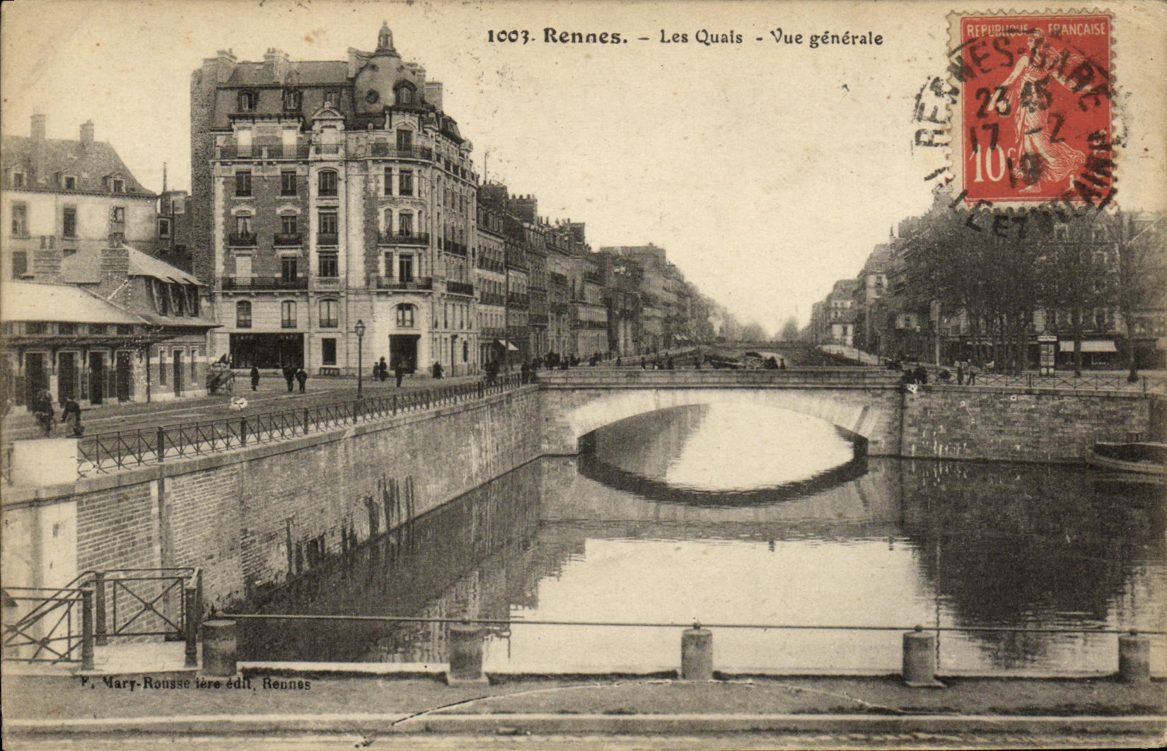 VINTAGE POSTCARD Rennes Quays View