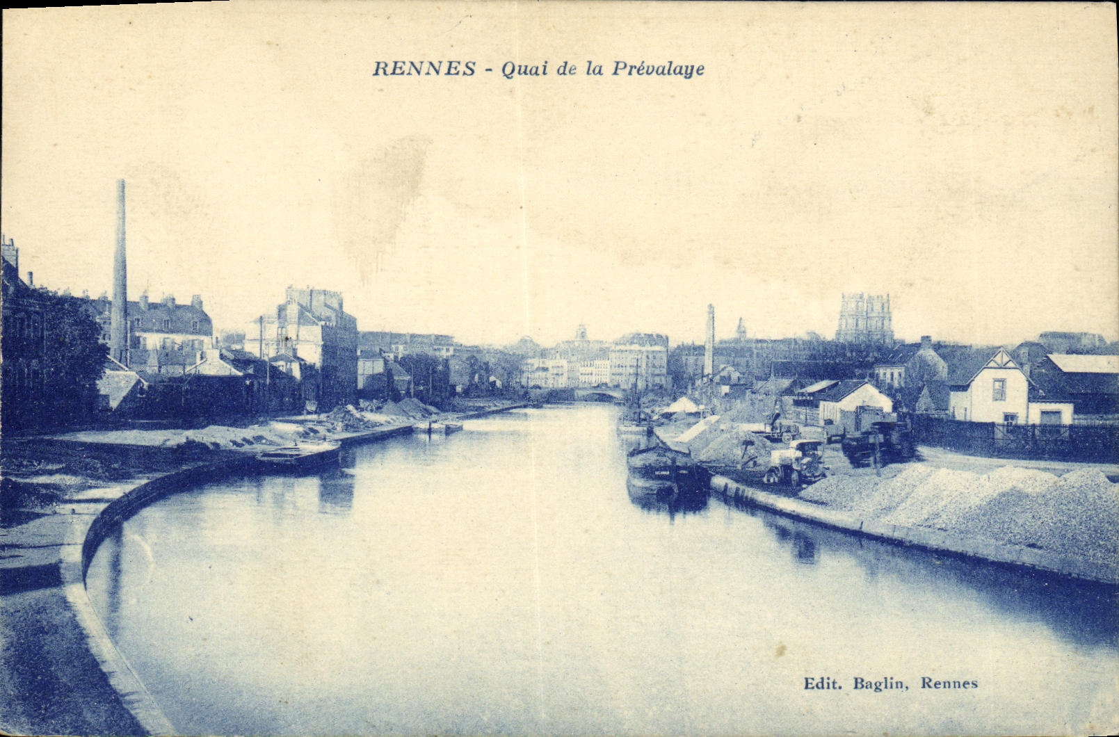 VINTAGE POSTCARD Rennes Quay of Prevalaye