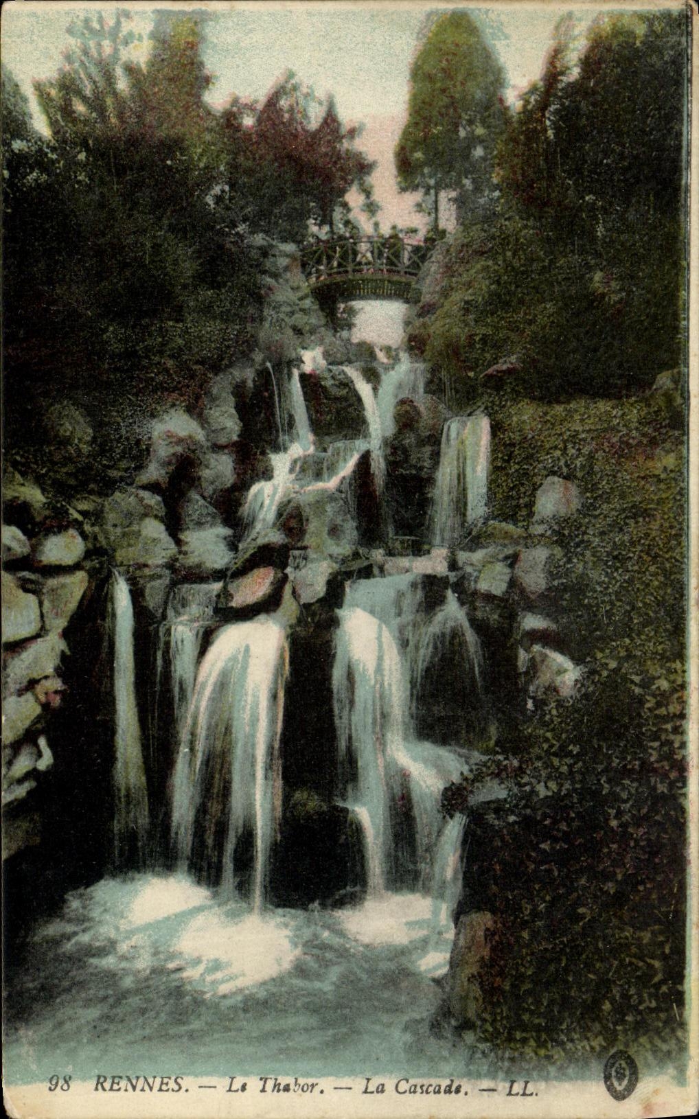 VINTAGE POSTCARD Rennes Thabor the Cascade
