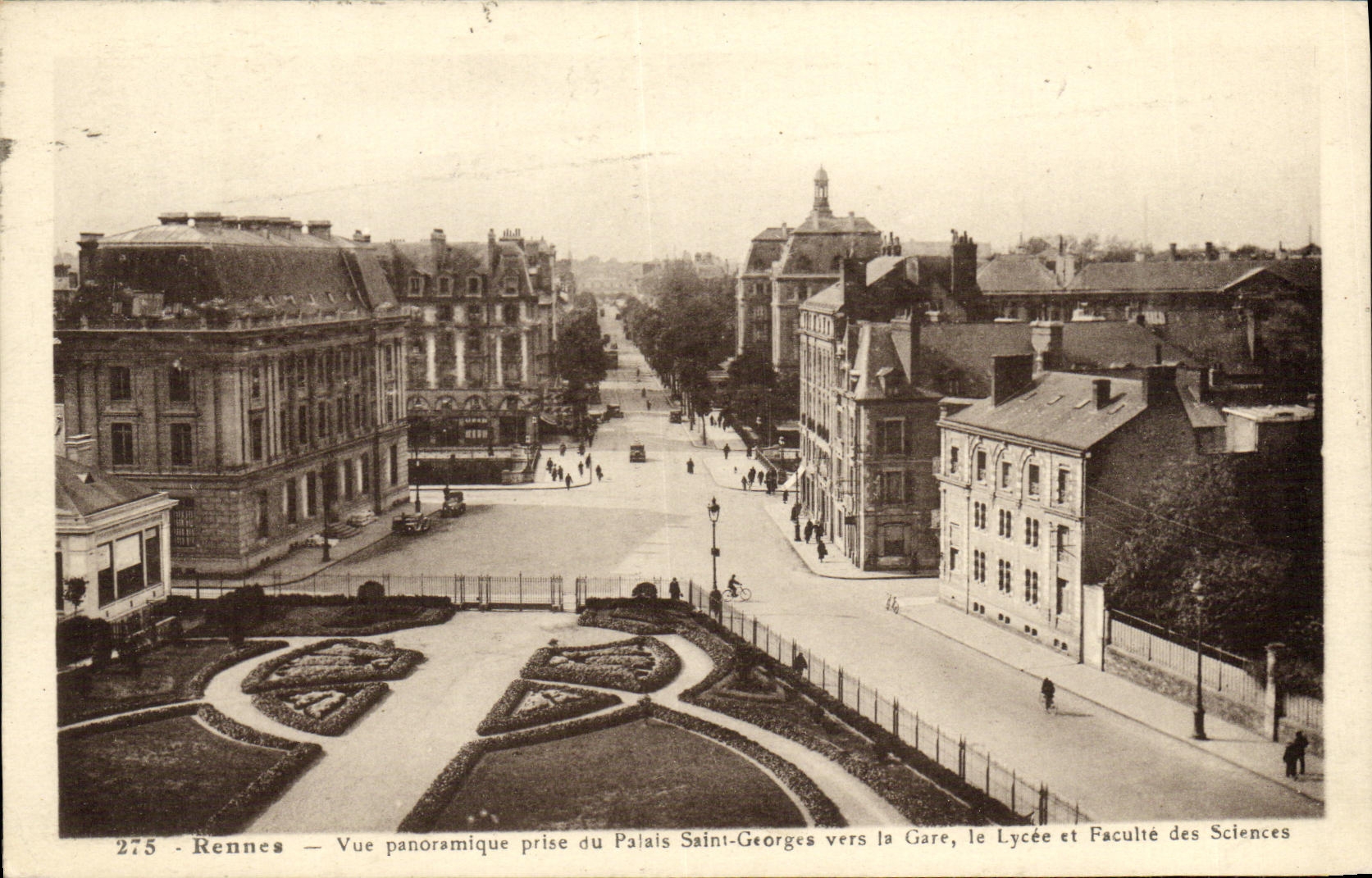 Opinion panoramica de Rennes de la POSTAL de la VENDIMIA tomada del paladar santo Jorte hacia la estacion de tren la universidad y la facultad de ciencia