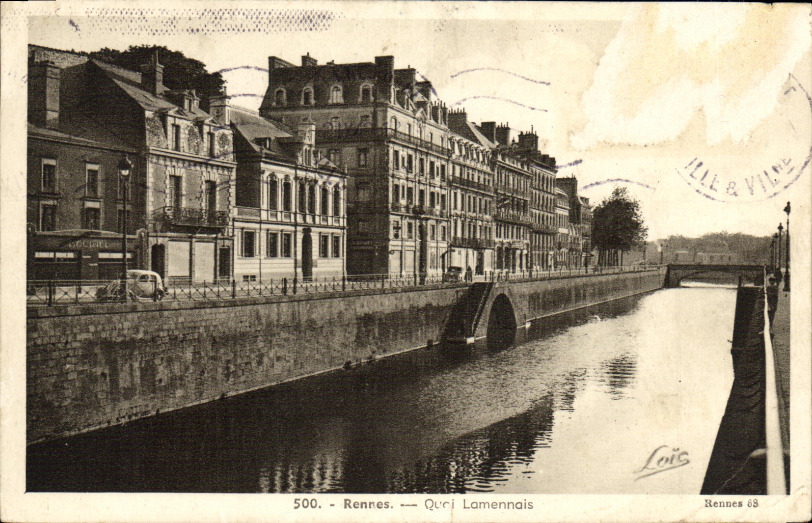 VINTAGE POSTCARD Rennes Lamennais Quay