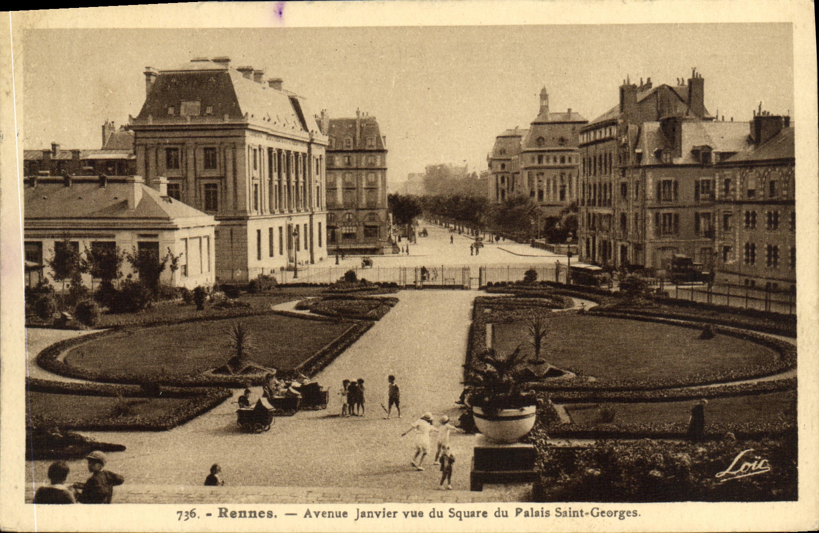 CPA Rennes Avenue Janvier vue du Square du Palais Saint Georges