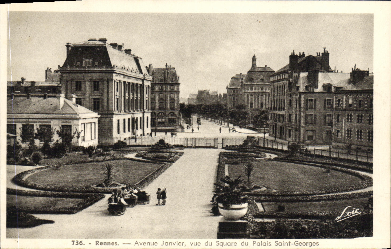 CPA Rennes Avenue Janvier vue du Square du Palais Saint Georges