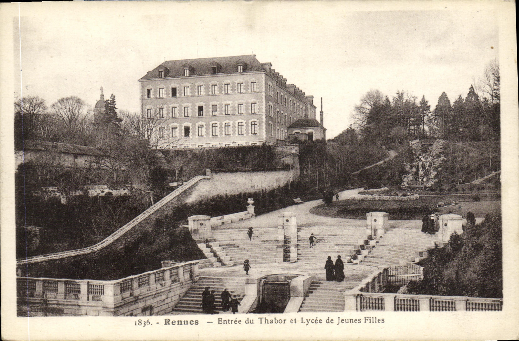 VINTAGE POSTCARD Rennes Entered of Thabor and Lycee of Young girls