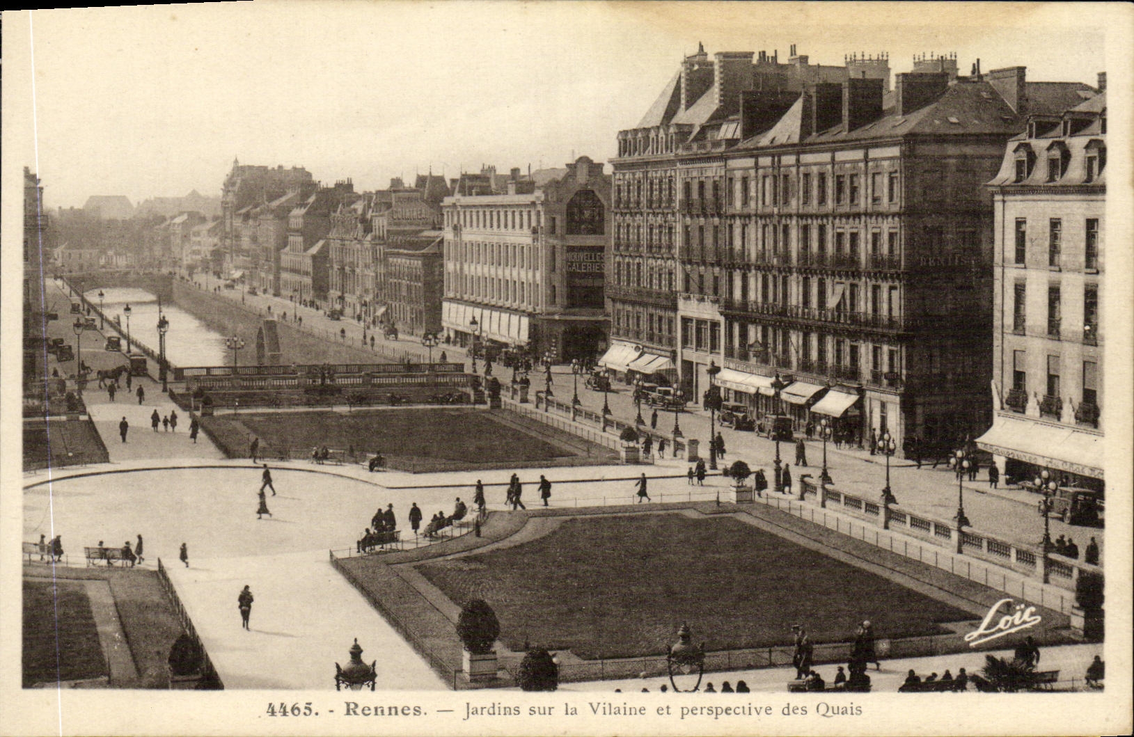 CPA Rennes Jardins sur la Vilaine et perspective des Quais