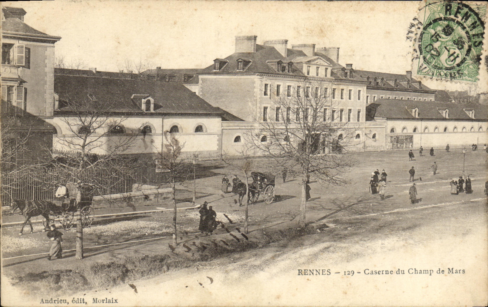 VINTAGE POSTCARD Rennes Barracks of the Champ de Mars