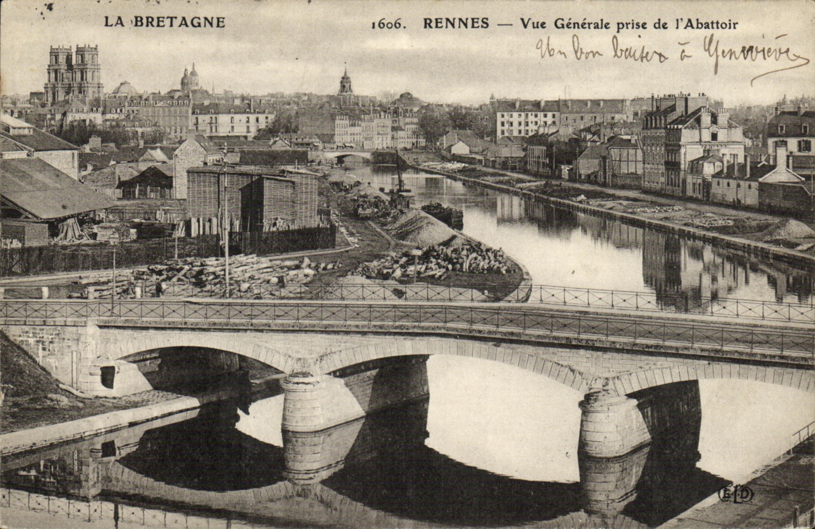 VINTAGE POSTCARD Rennes View taken of L Slaughter house