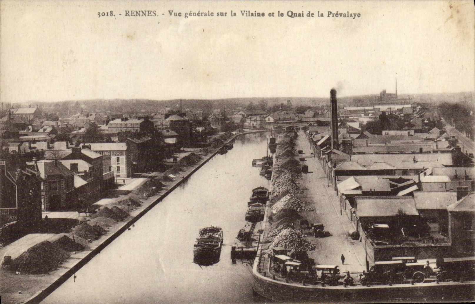 VINTAGE POSTCARD Rennes View on the Unpleasant one and the Quay of Prevalaye