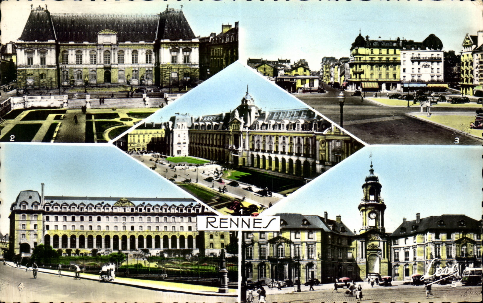 CPM Rennes Plais du Commerce Palais de Justice Place de la Gare