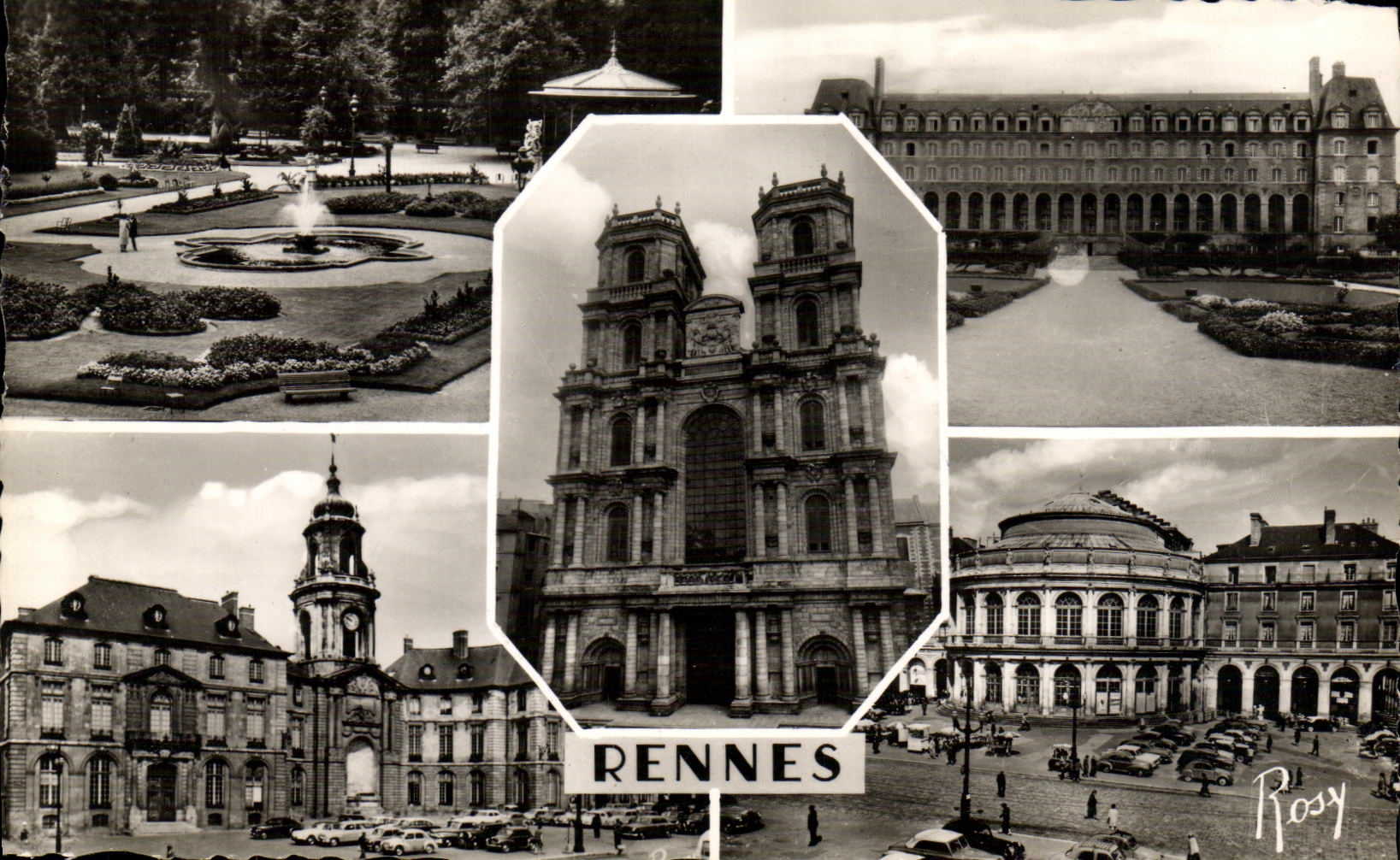 MODERN CARD Rennes Thabor the Holy Palate Georges the Cathedral Town hall the theater
