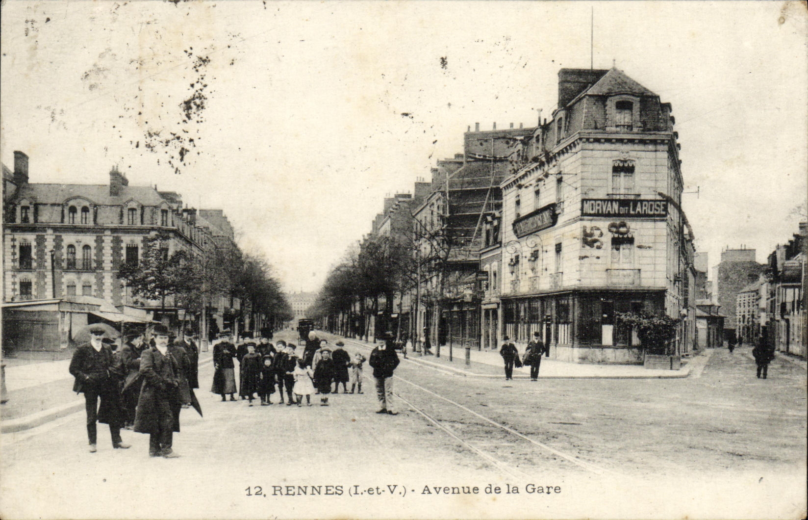 VINTAGE POSTCARD Rennes Avenue of the Morvan Station says the Rose