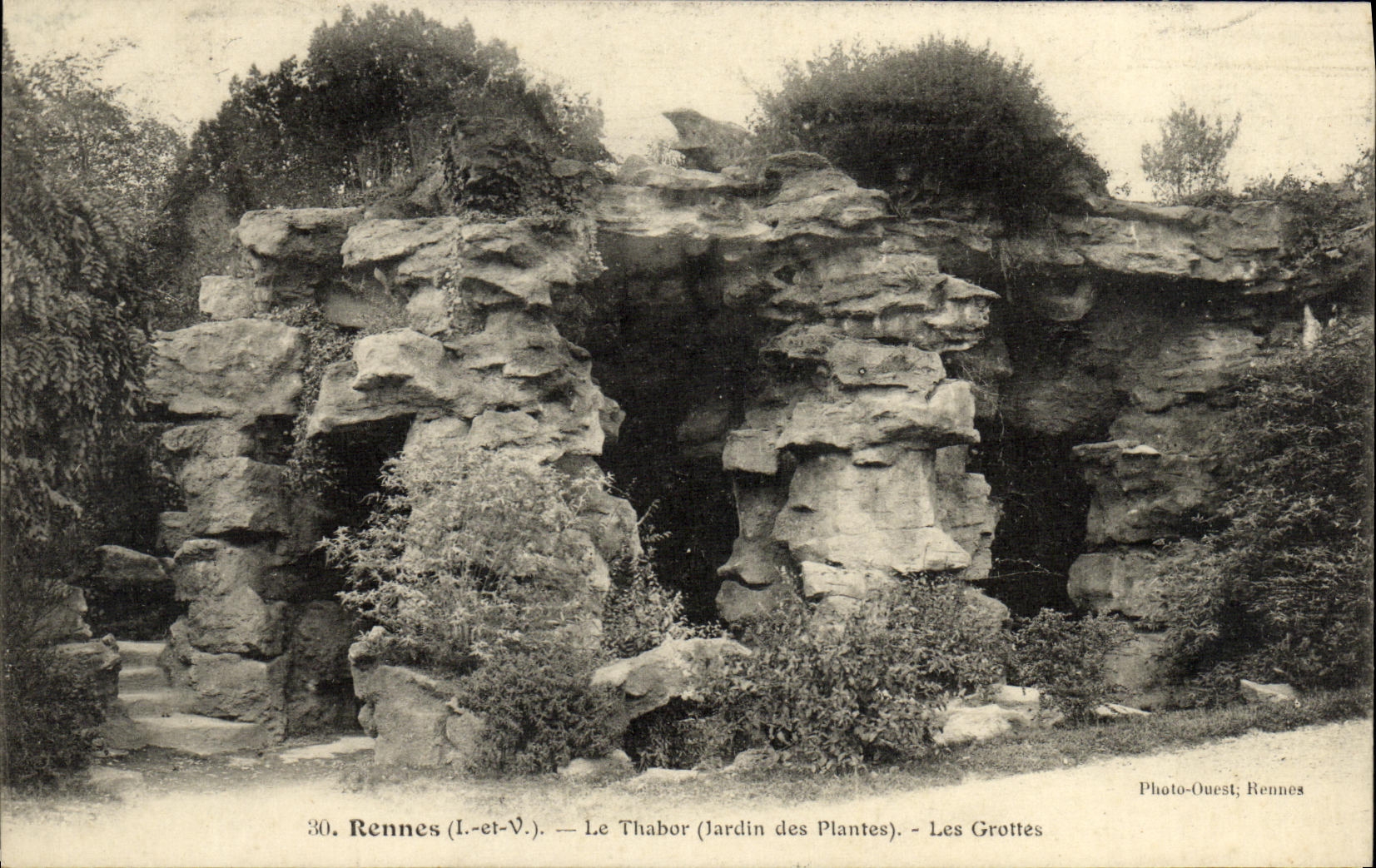 VINTAGE POSTCARD Rennes Thabor the Caves Botanical garden