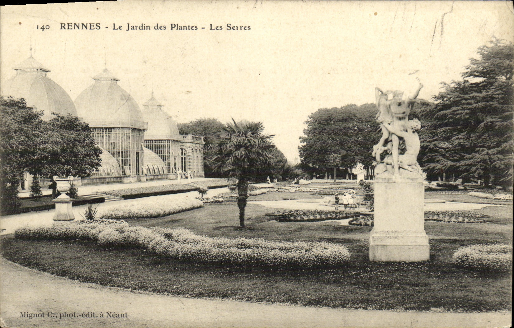 VINTAGE POSTCARD Rennes the Botanical garden Greenhouses