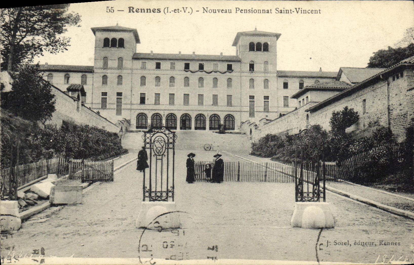 VINTAGE POSTCARD Rennes New Holy Boarding school Vincent