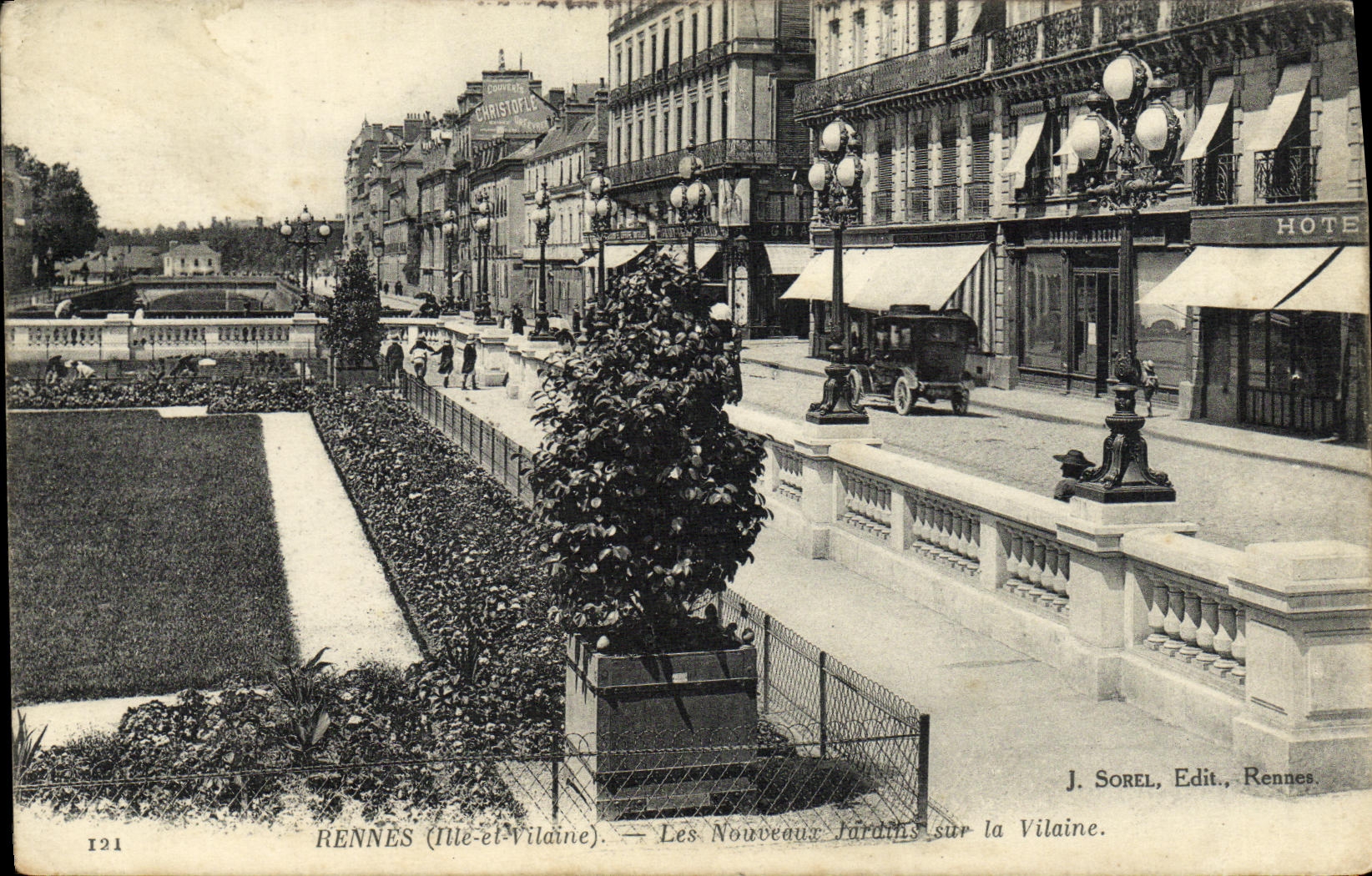VINTAGE POSTCARD Rennes New Gardens on the Unpleasant one
