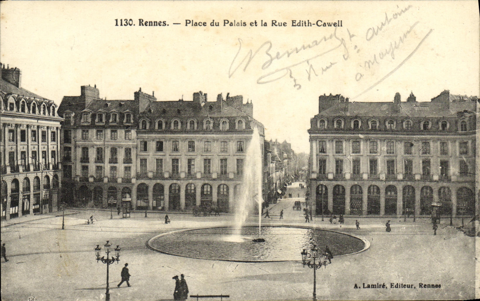 VINTAGE POSTCARD Rennes Places Palate and the Street Edith Cawell