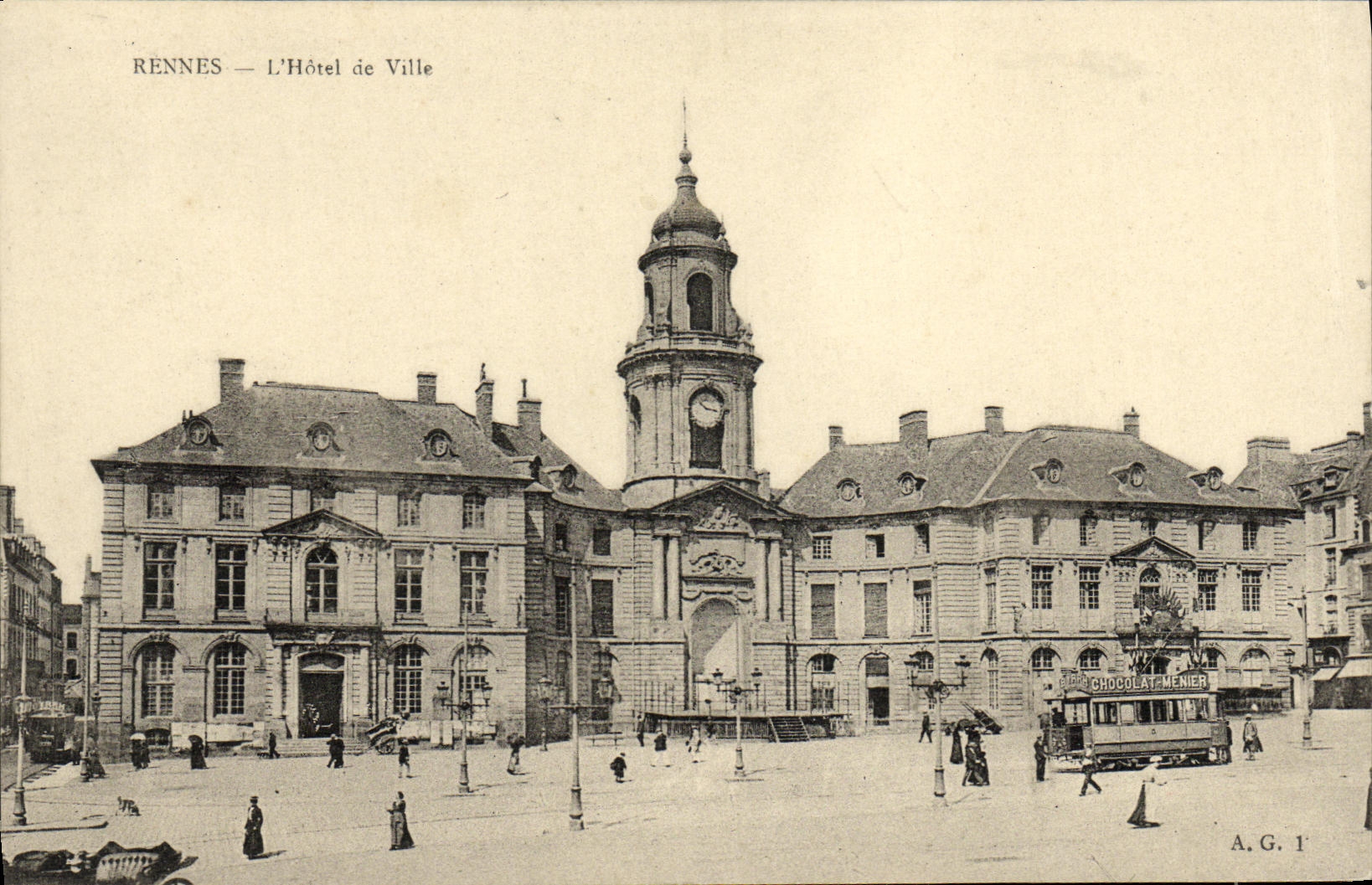 CPA Rennes L Hotel de Ville Tramway