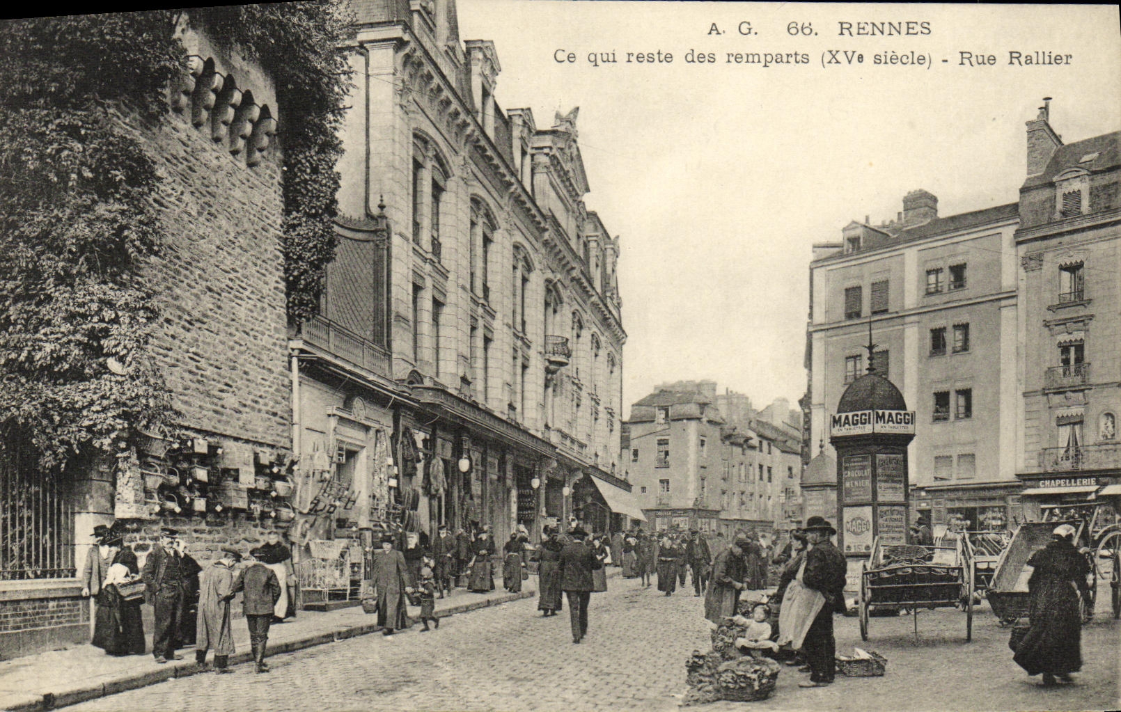 VINTAGE POSTCARD Rennes What remains Rue walls To rejoin good animation