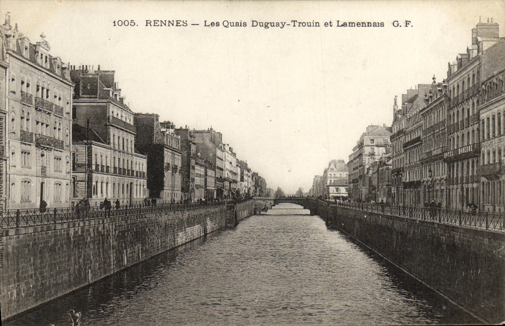 VINTAGE POSTCARD Rennes the Quays Duguay Trouin and Lamennais
