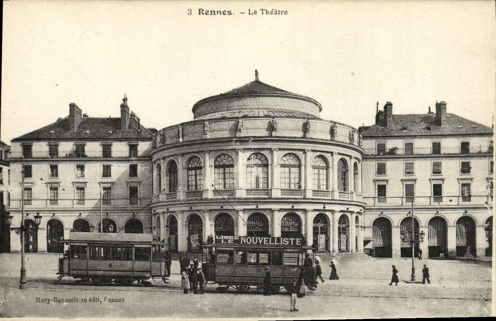 CPA Rennes Le Theatre Tramway Nouvelliste