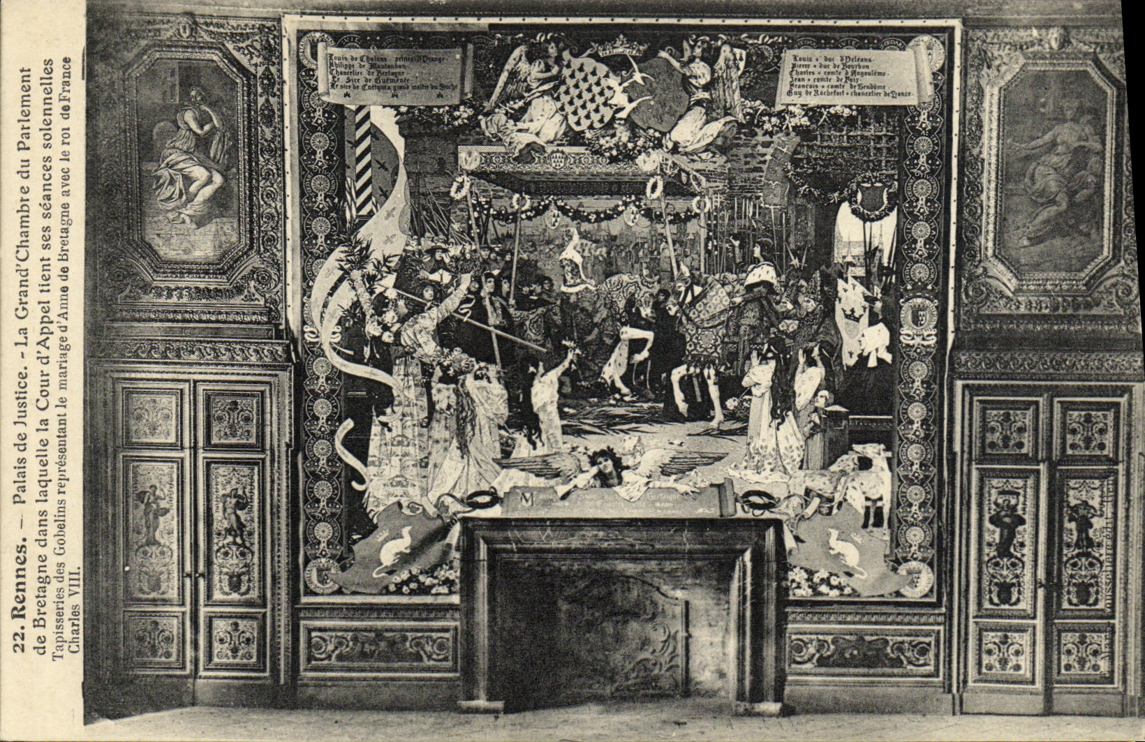 VINTAGE POSTCARD Rennes Law courts Large the Room of the Parliament