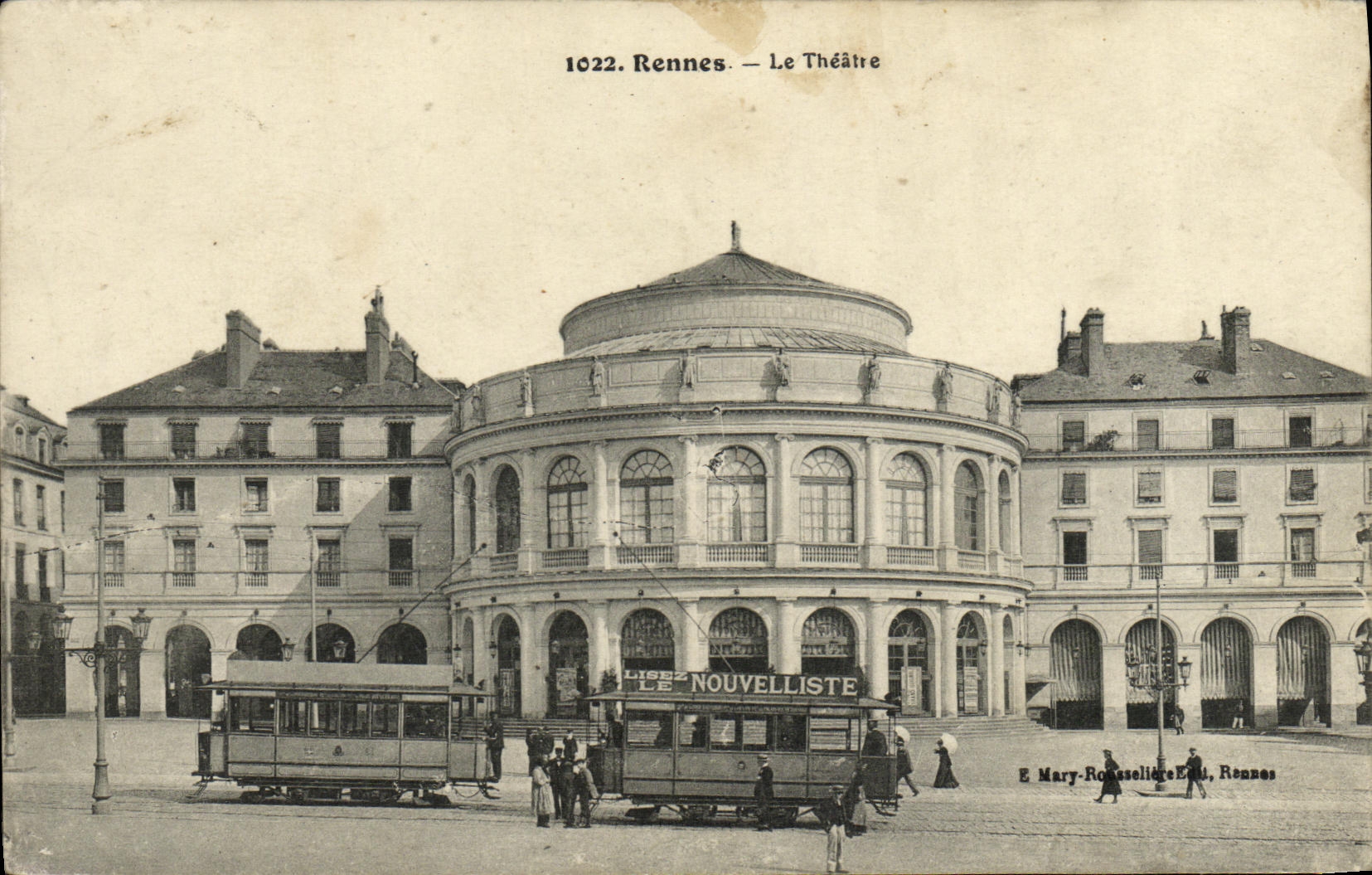 CPA Rennes Le Theatre Tramway Nouvelliste