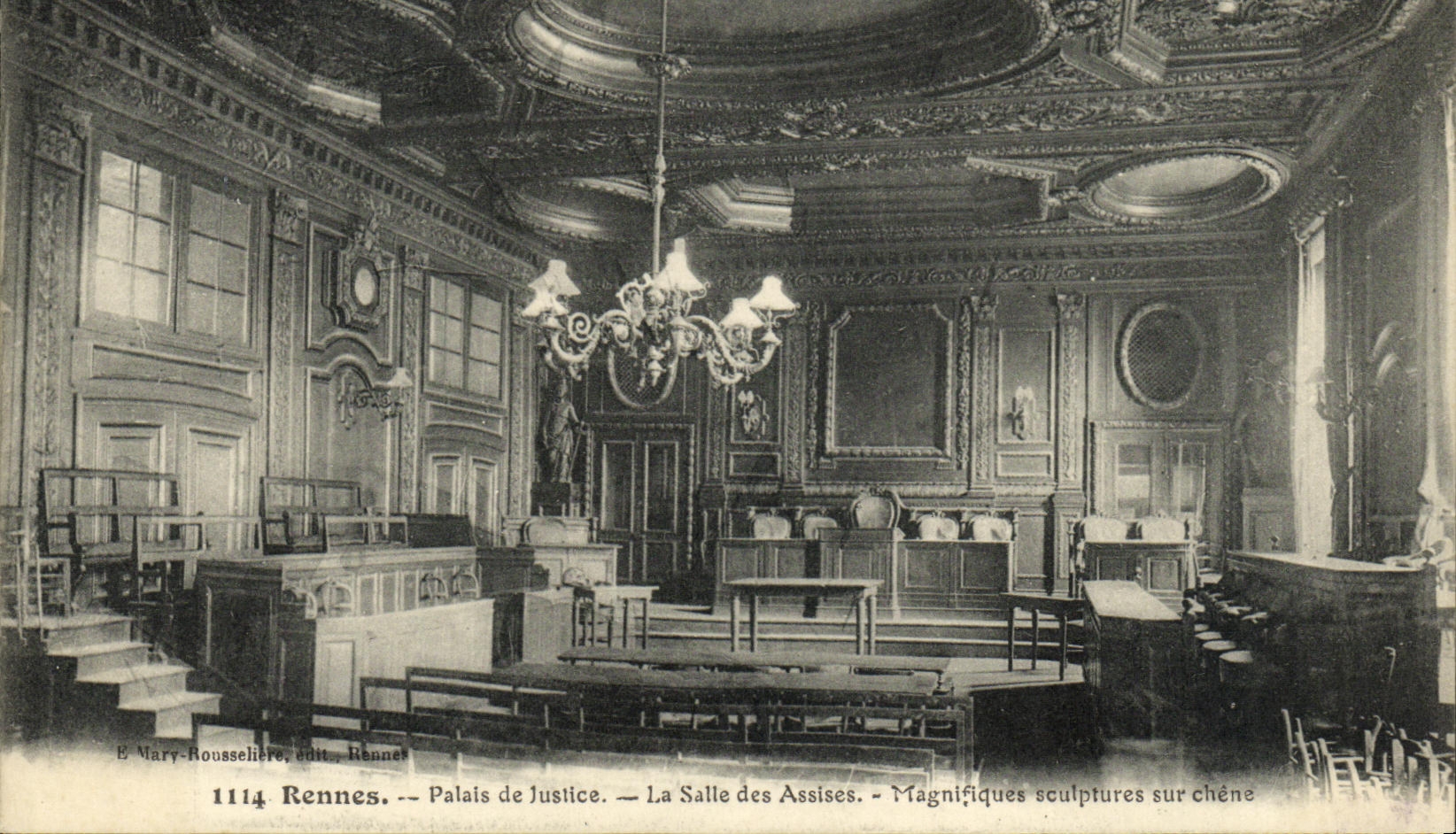 VINTAGE POSTCARD Rennes Law courts the Room Of Bases