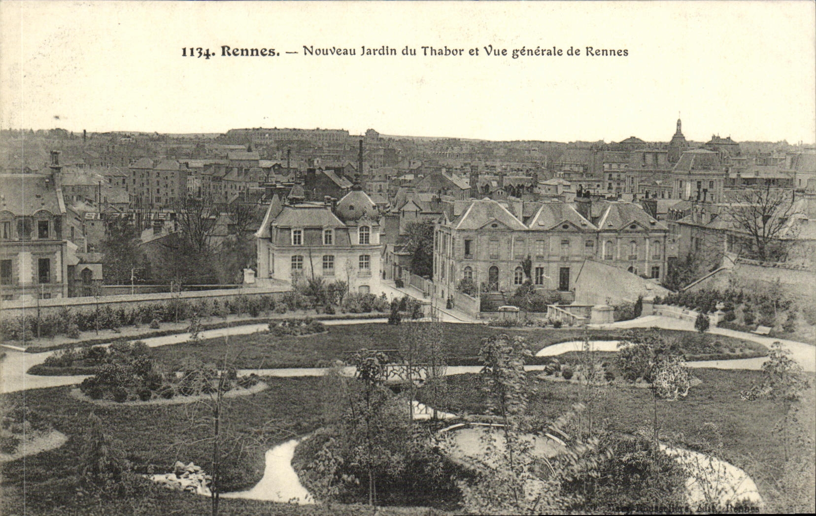 CPA Rennes Nouveau Jardin du Thabor et Vue Generale de Rennes