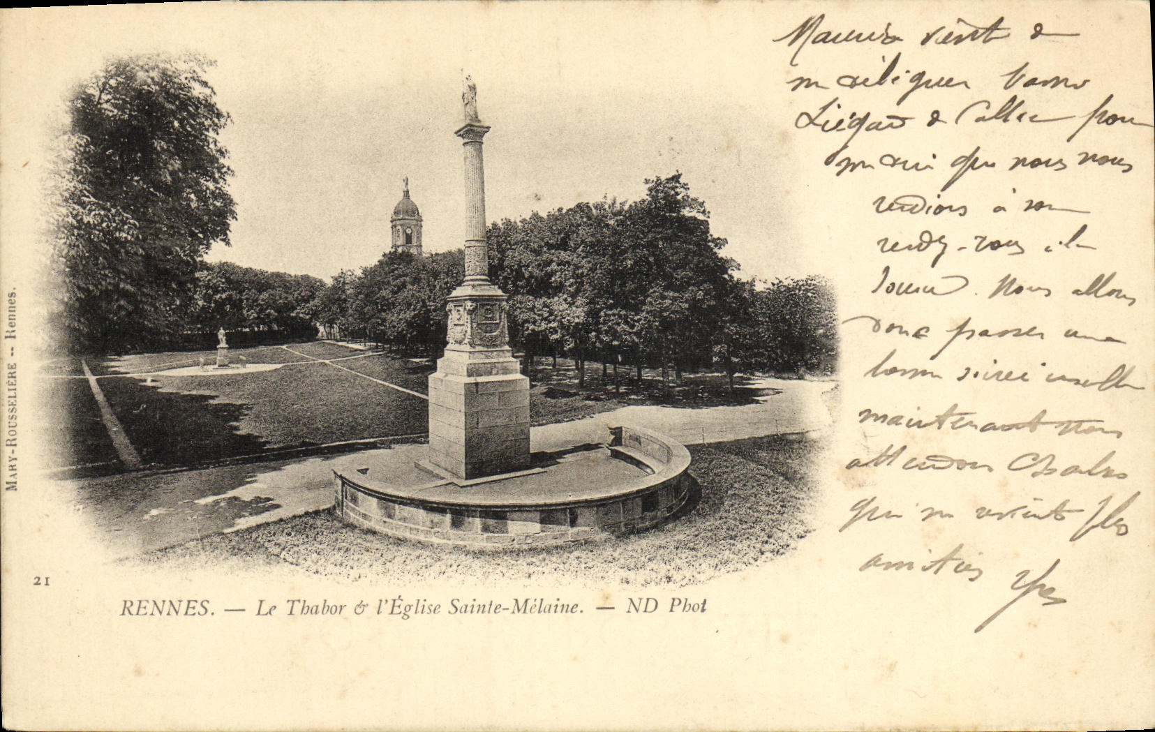 VINTAGE POSTCARD Rennes Thabar L Church Sainte Melaine