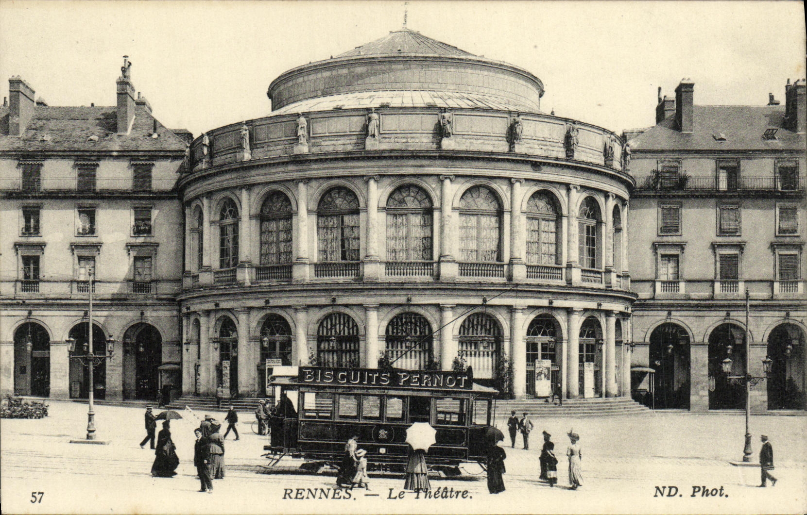 VINTAGE POSTCARD Rennes the Theater Tram Cookies pernot