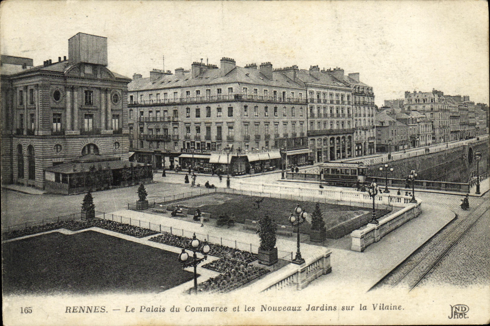 VINTAGE POSTCARD Rennes the Palate Commercial and New Gardens