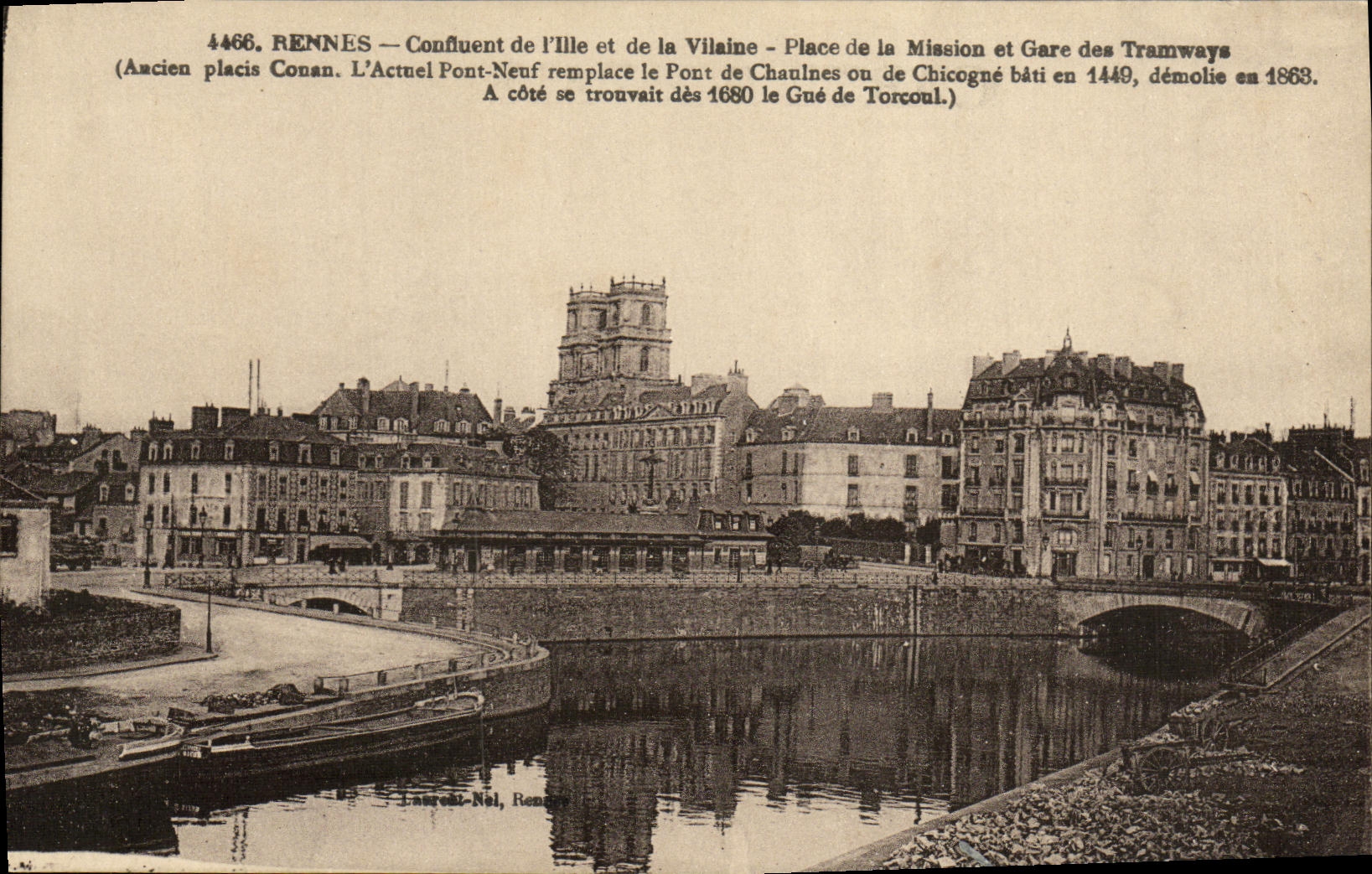 CPA Rennes Confluent de l Ille et de la villaine Place de la mission et gare des tramways