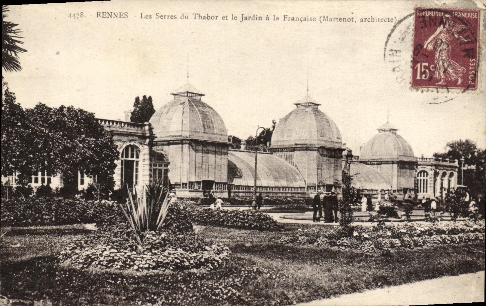 VINTAGE POSTCARD Rennes Greenhouses Of Thahor and the Garden with the Frenchwoman