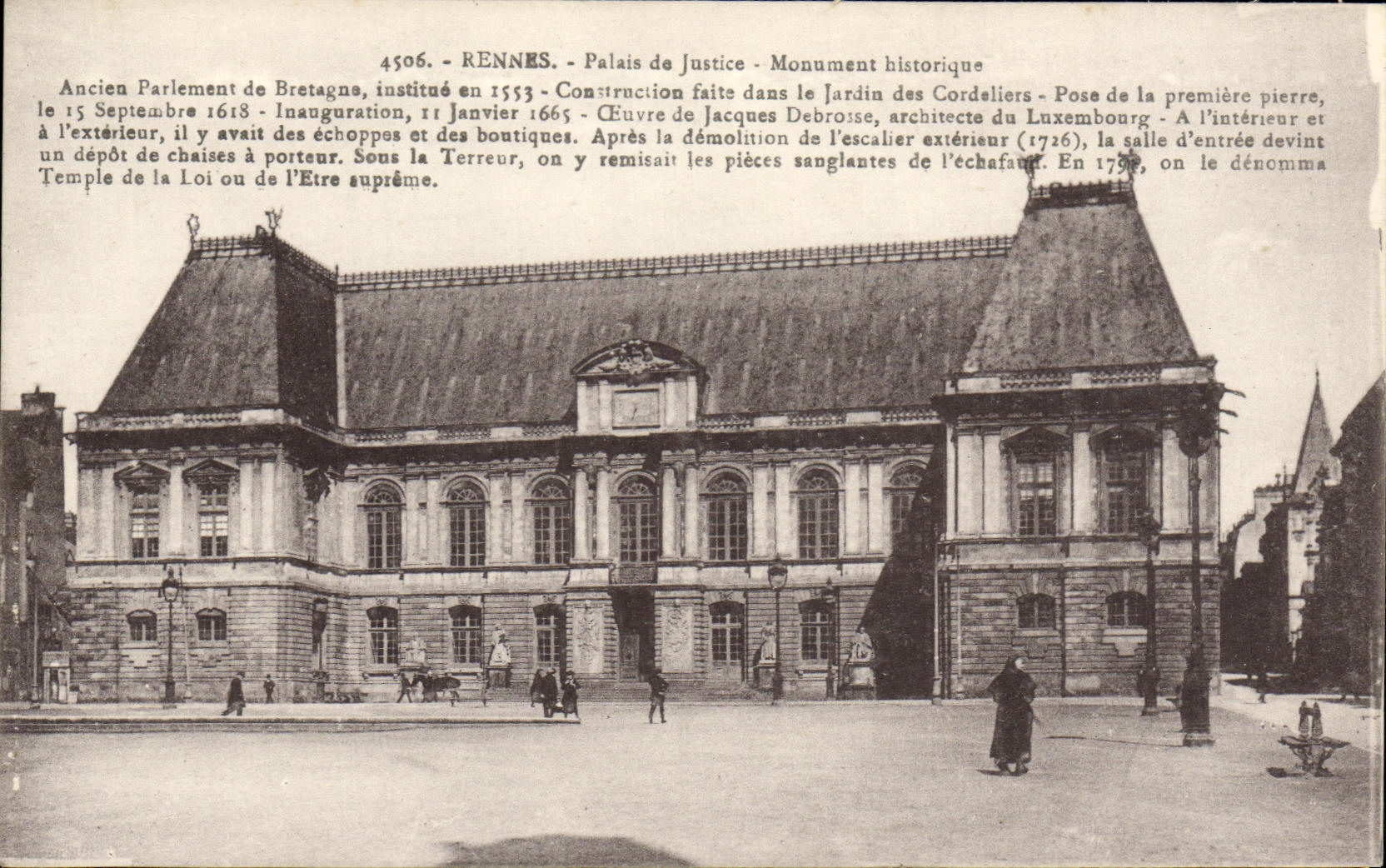 VINTAGE POSTCARD Rennes Law courts Historic building