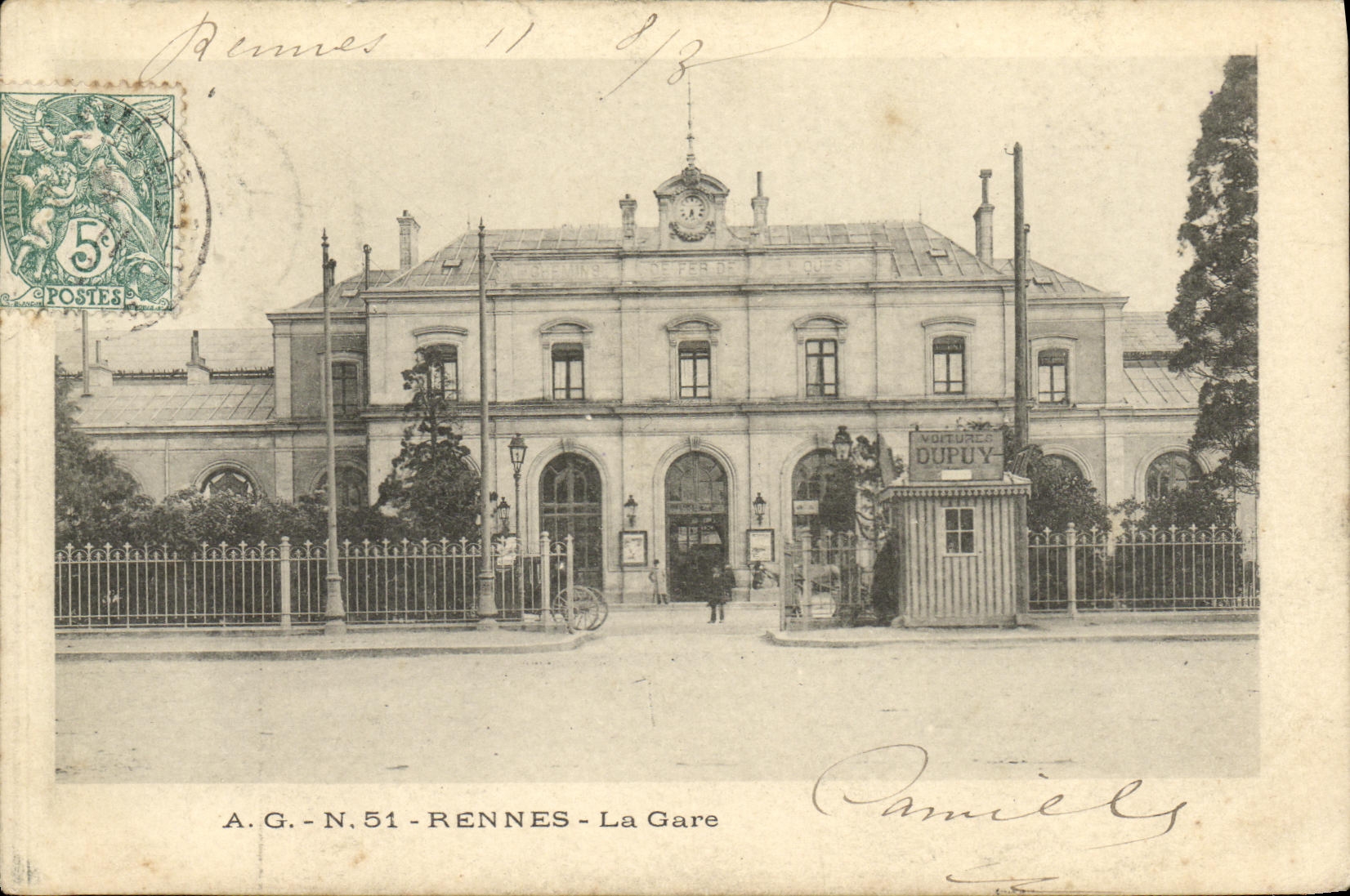 CPA Rennes La Gare carte precurseur 