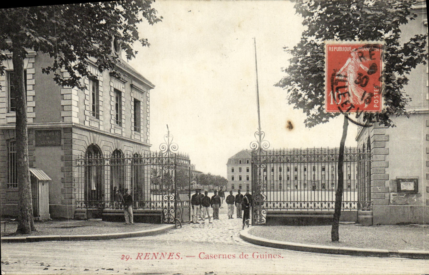 VINTAGE POSTCARD Rennes the Barracks of Guines Militaria