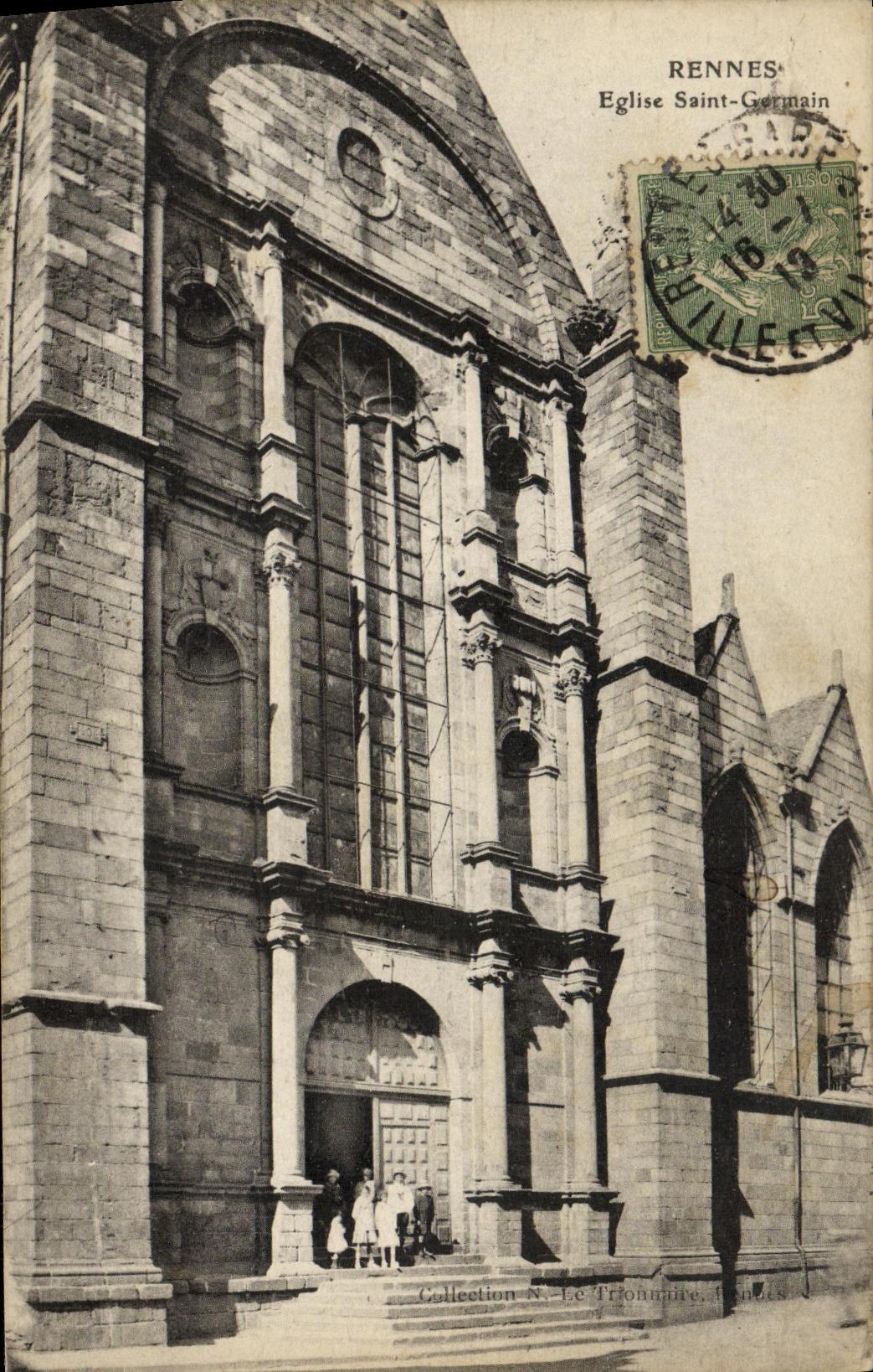 VINTAGE POSTCARD Rennes church Saint Germain