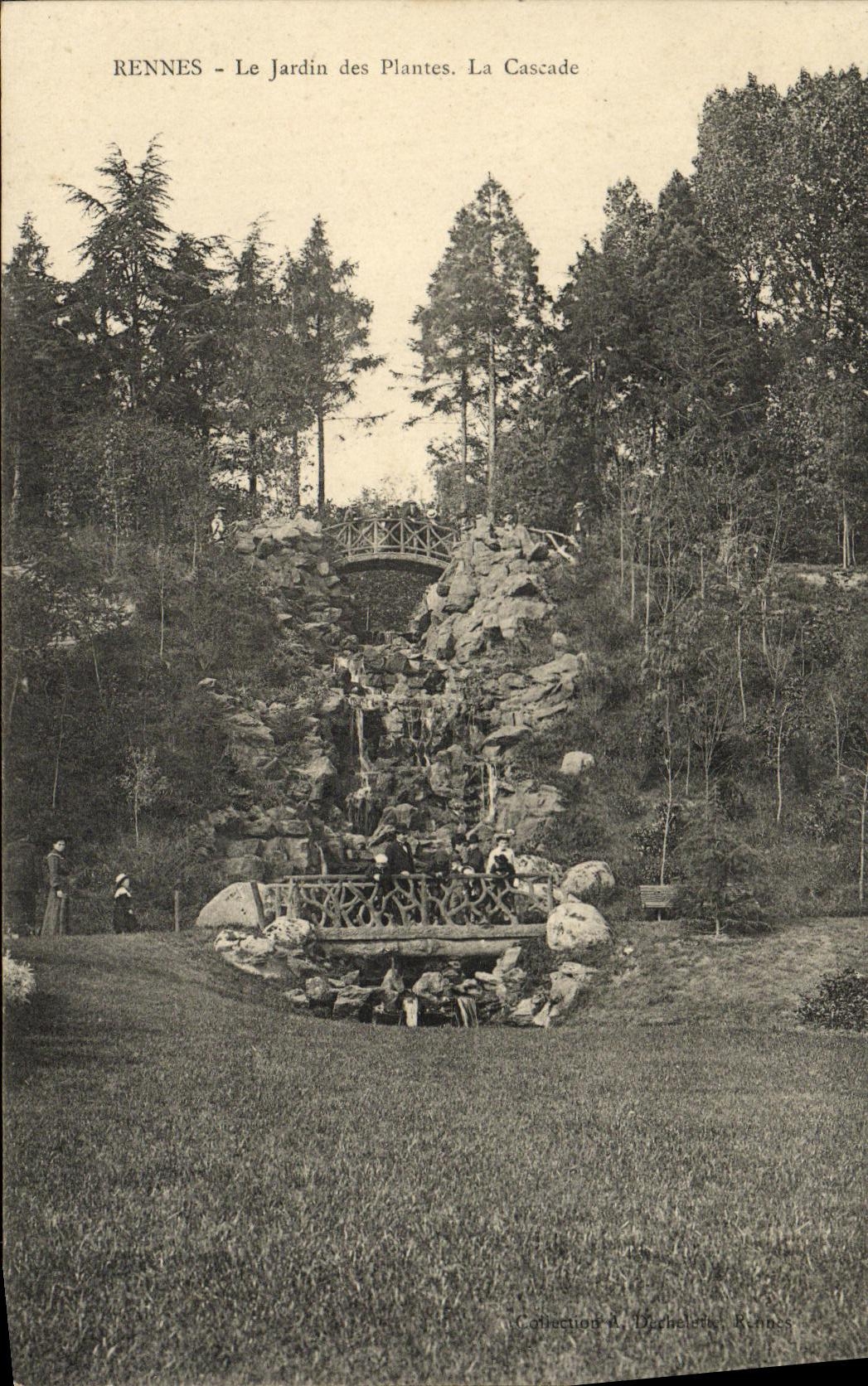 VINTAGE POSTCARD Rennes the Botanical garden the Cascade