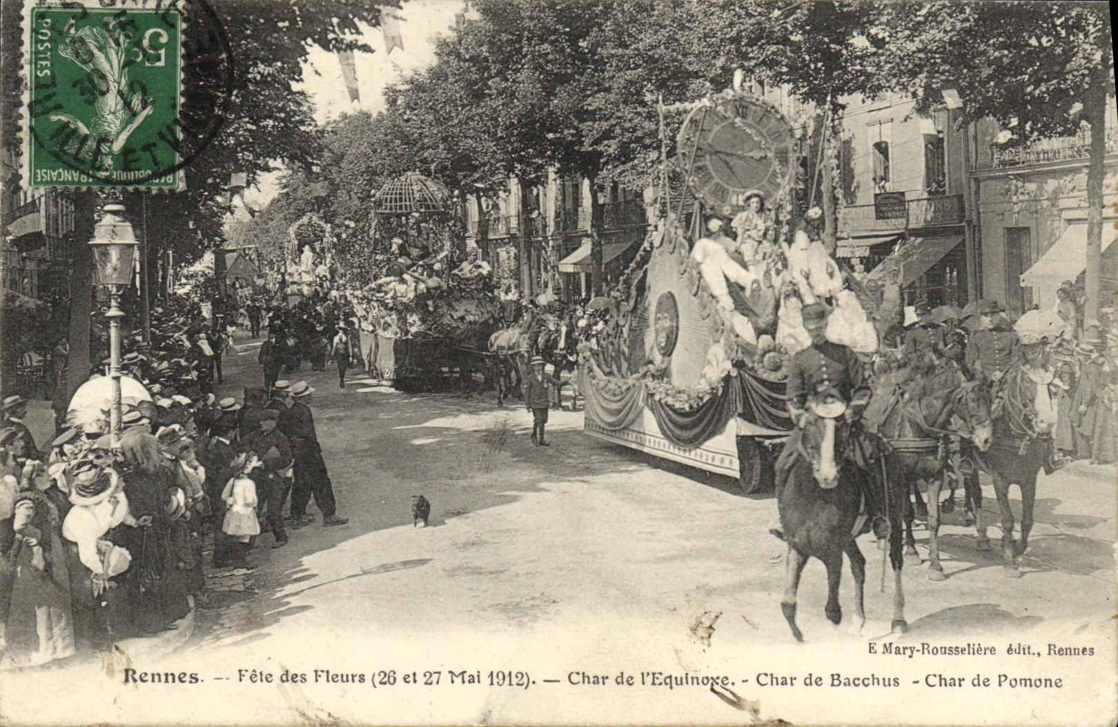 CPA Rennes Char de L Equinoxe Char de Bacchus 26 et 27 mai 1912 TOP