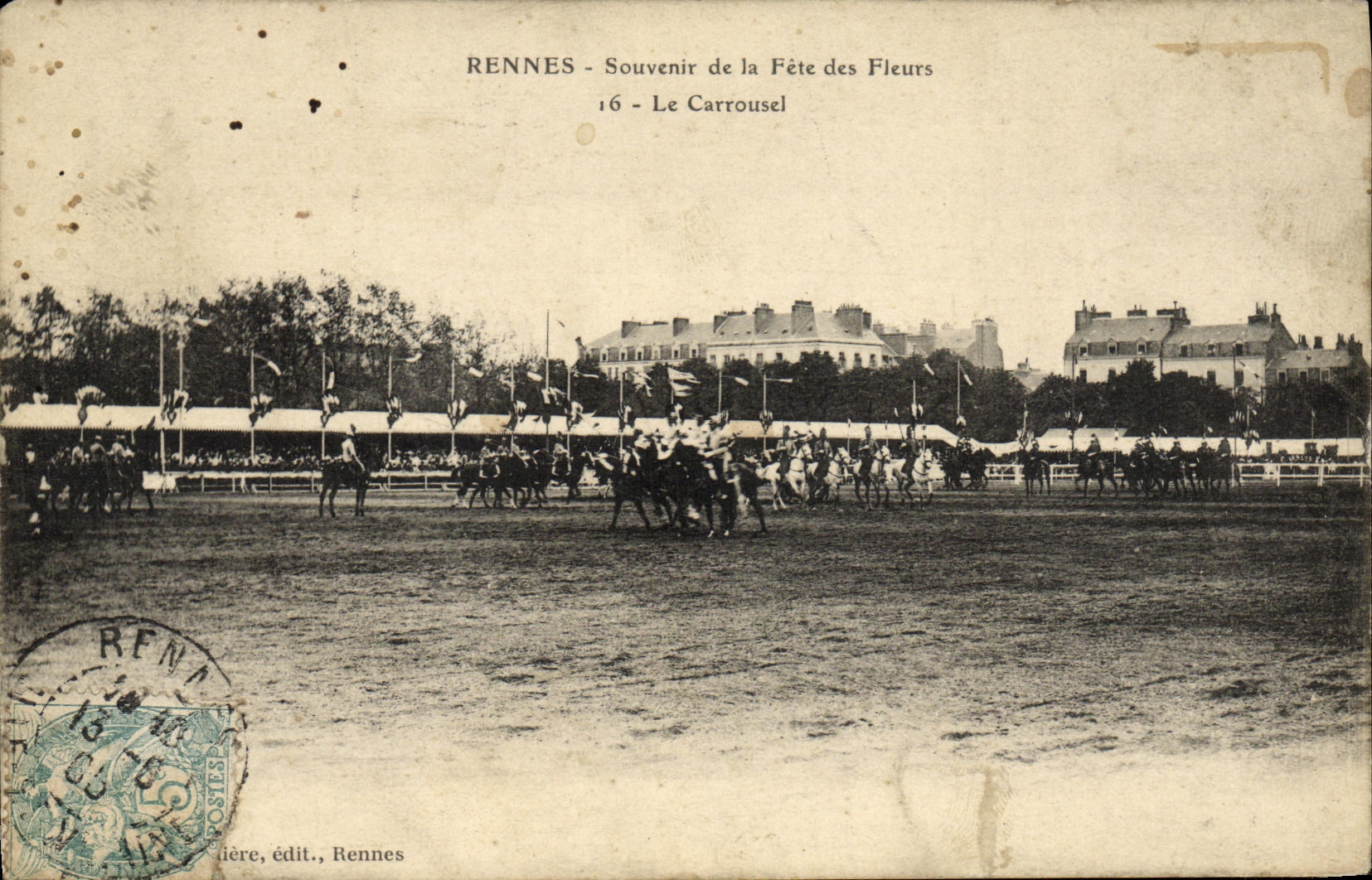 CPA Rennes Souvenir de la Fete Des Fleurs Le carrousel Cheavux
