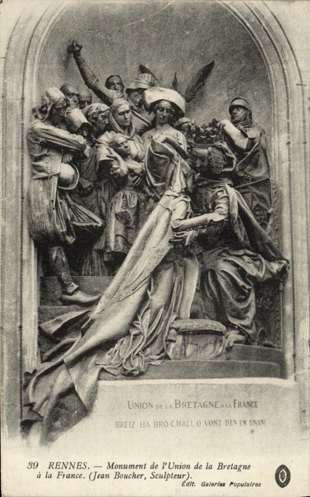 CPA Rennes Monument Union de la Bretagne Jean Boucher