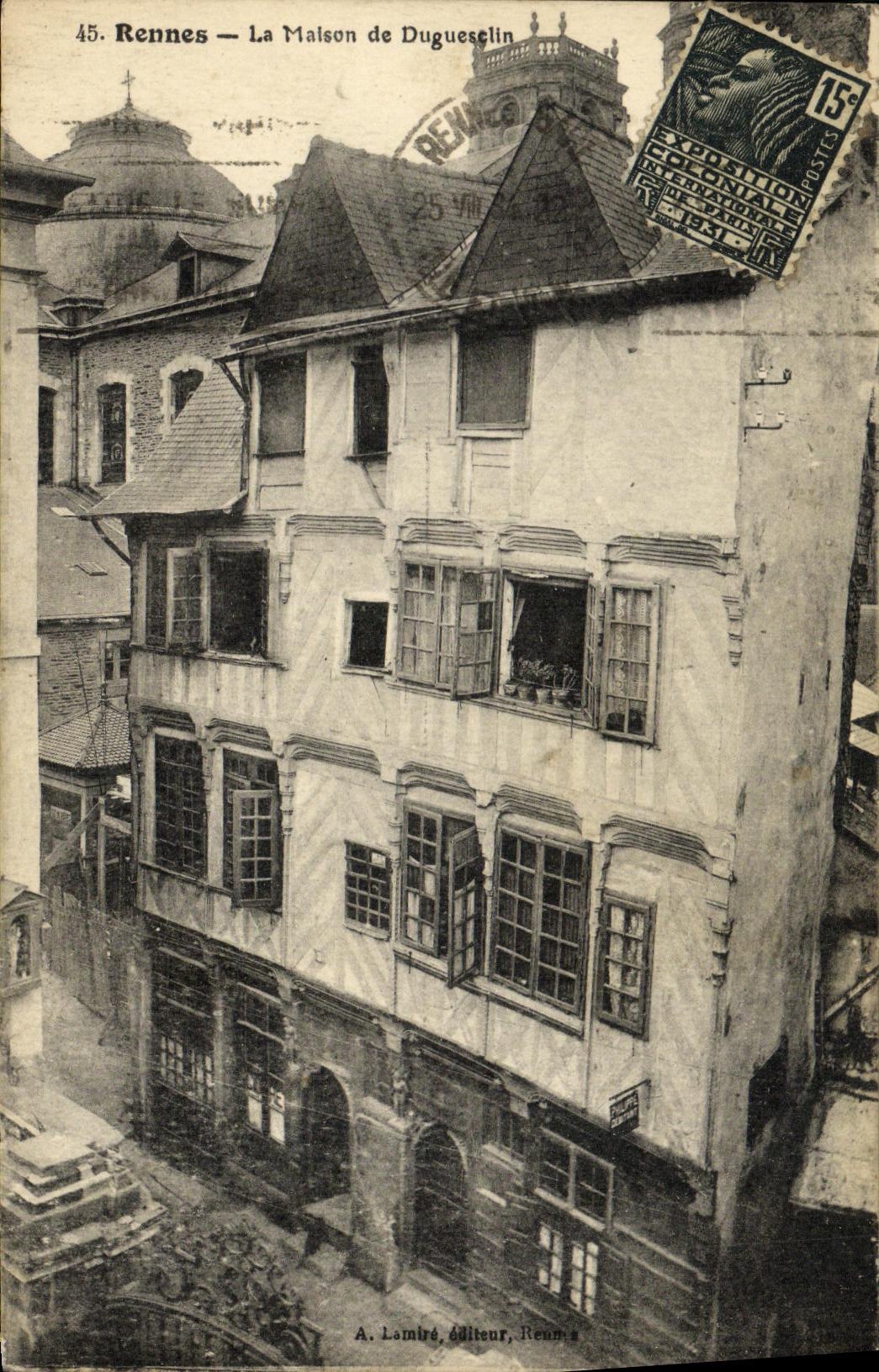 VINTAGE POSTCARD Rennes the House of Duguesclin