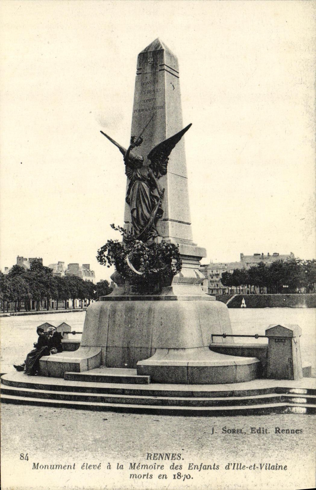 VINTAGE POSTCARD Rennes Monument raised with the memory of the children D Island and Unpleasant died in 1870 Militaria