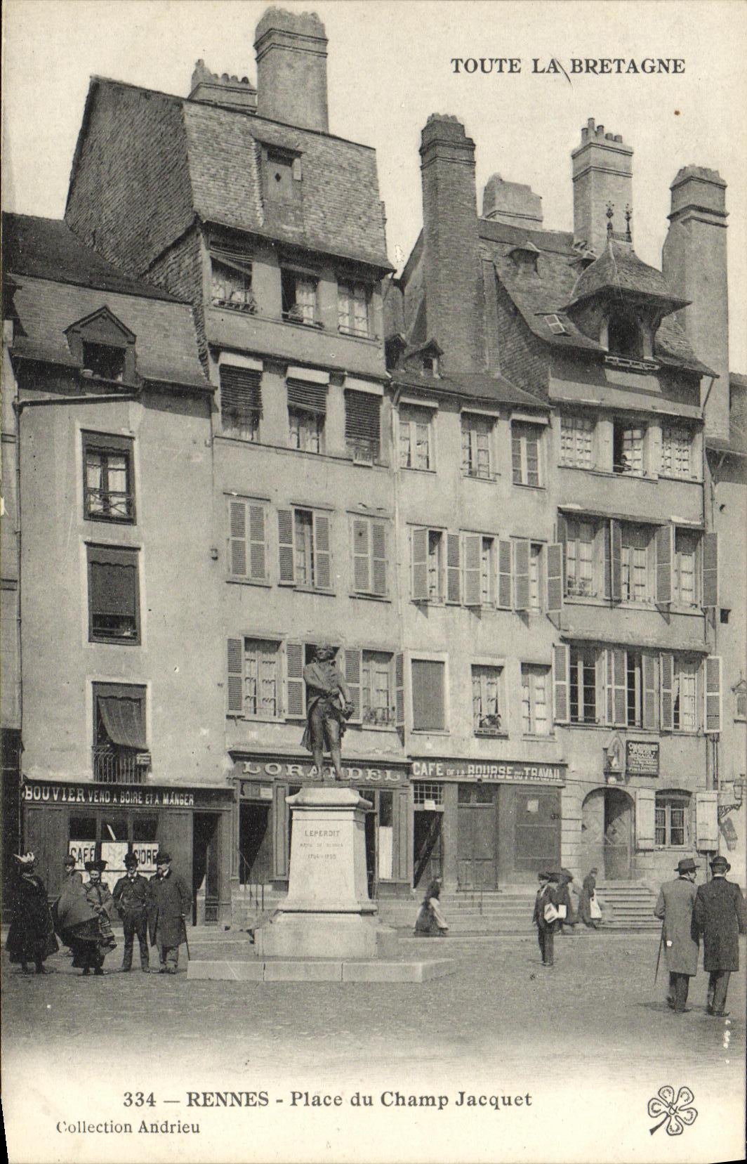 VINTAGE POSTCARD Rennes Places Jacquet Field