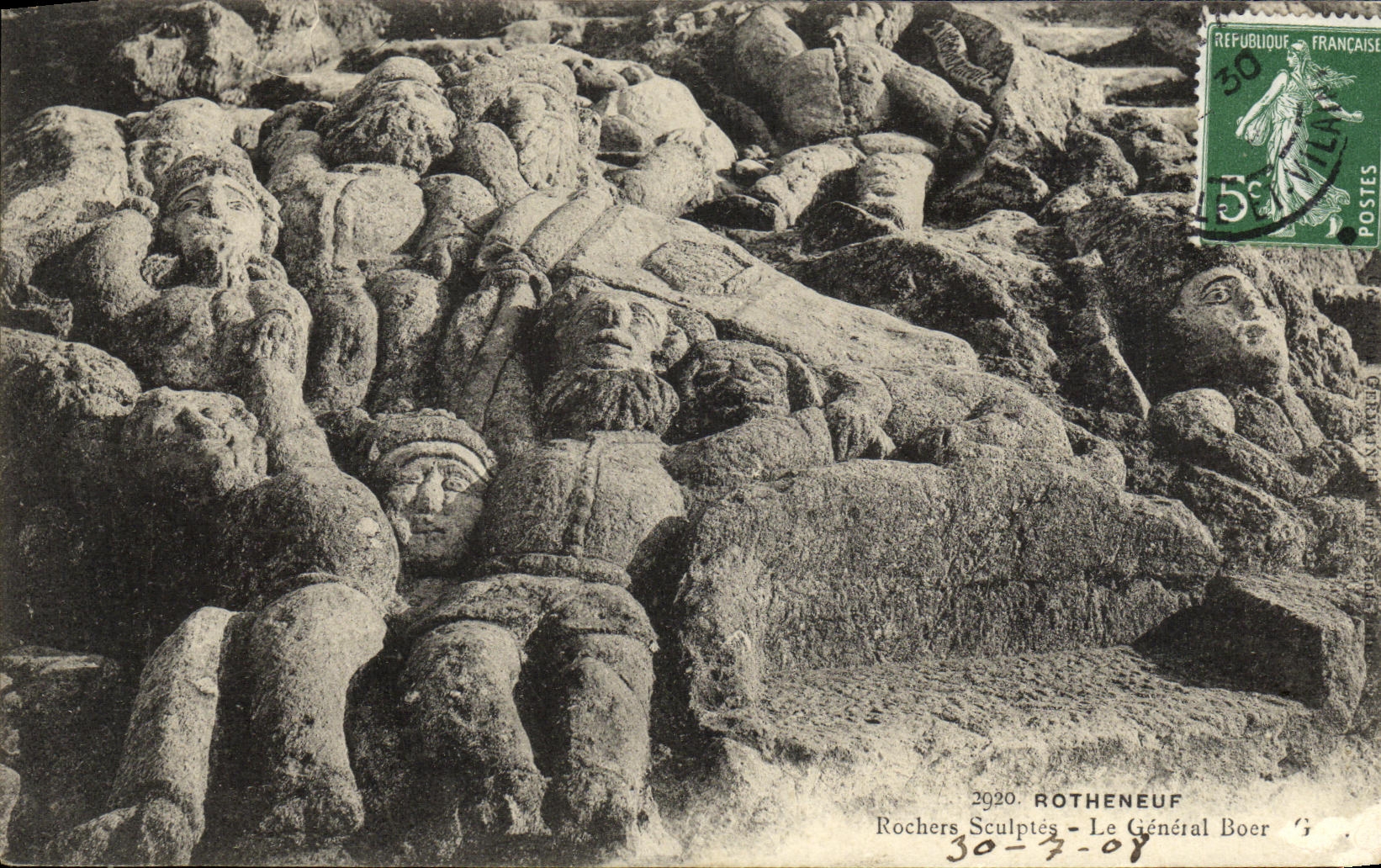 VINTAGE POSTCARD Rotheneuf Rochers Carve general Boer