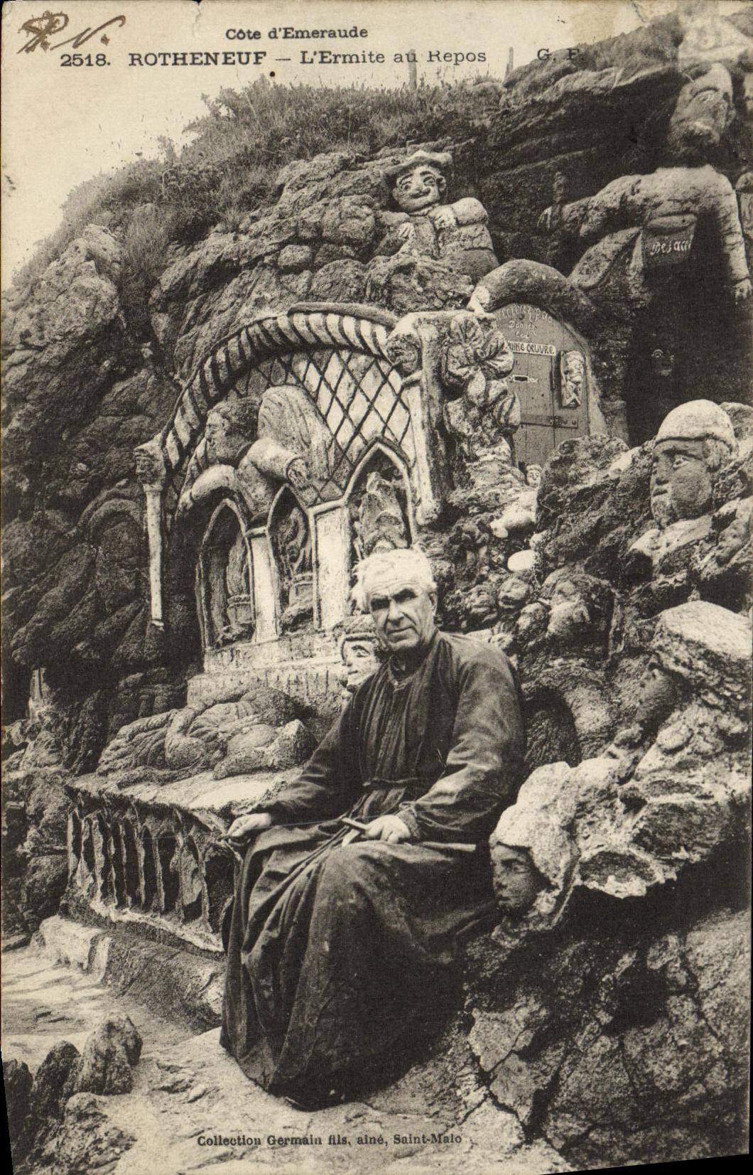 VINTAGE POSTCARD Rotheneuf L Hermit at Rest