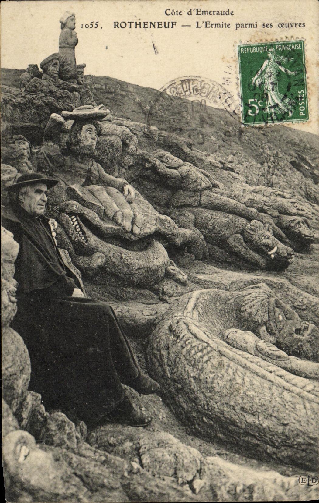 VINTAGE POSTCARD Rotheneuf the Rocks Carve L hermit aprmi his works