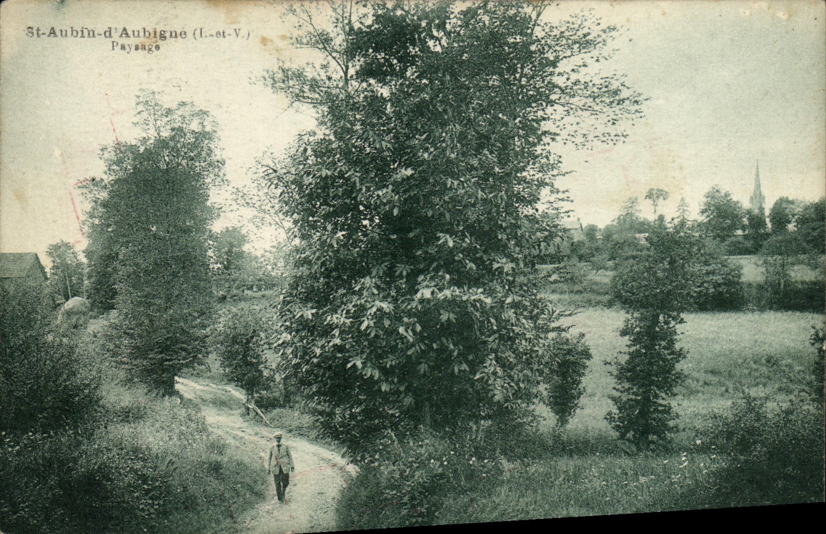 Paisaje santo de Aubin D Aubigne de la POSTAL de la VENDIMIA